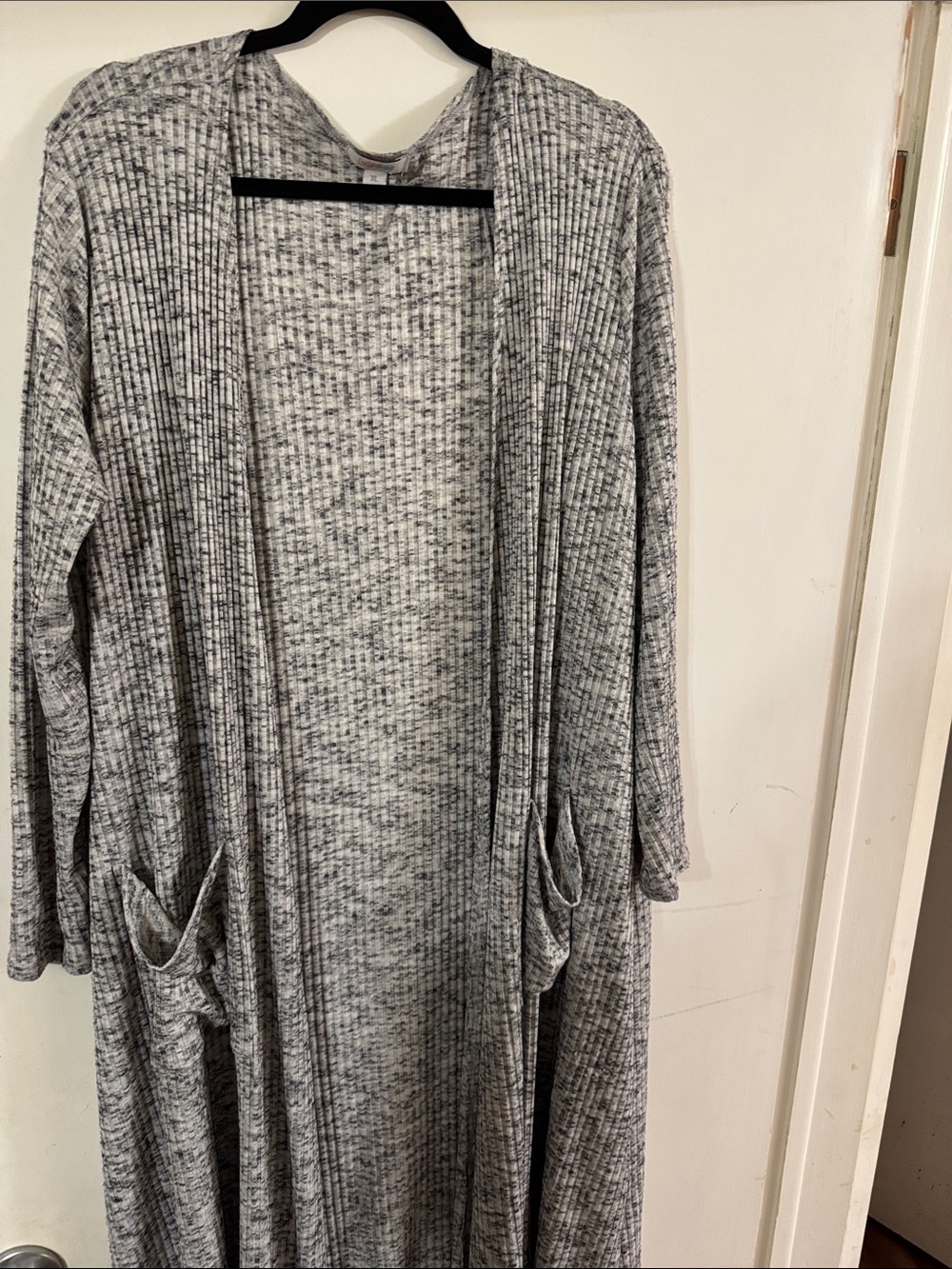 LuLaRoe Heathered Gray & Black, Sarah, Open Long, duster Cardigan